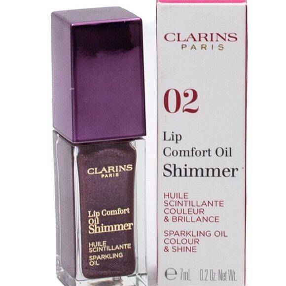 New NIB Clarins Lip Oil Shimmer Shade 02 Purple Rain RARE .2 oz - Picture 2 of 5
